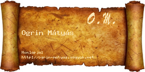 Ogrin Mátyás névjegykártya